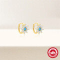 wholesale S925 silver blue opal teardrop zirconia ear hoops with French style and premium elegance-0-3