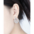 wholesale Sterling Silver S25 Korean Indie Ins Geometric Circle Hollow Mesh Design Stud Earrings for Women-0-3