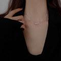 wholesale S925 Sterling Silver Geometric Lucky Bead Bean Necklace for Women, Minimalist and Luxurious Small Design Collarbone Chain Birthday Gift-0-1