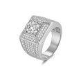 wholesale Gold-plated, fashionable and generous square 3-carat full diamond men's ring,-0-4