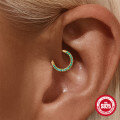 wholesale S925 Sterling Silver Geometric Opal Inlaid with Diamond and Natural Moss Agate Ear Cuff and Nose Ring-0-3