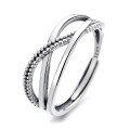 wholesale S925 Sterling Silver Geometric Irregular Cross Twist Knot Ring Trendy Individual Fashion Niche Design Sense Band-0-4