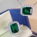 wholesale S925 Sterling Silver Wholesale Women's Emerald Cut Multicolor Gemstone Square Full Diamond Collarbone Necklace-0-1