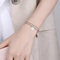 wholesale S925 Sterling Silver Korean Dongdaemun Smiley Pendant Connected Sphere Double Layer Creative Personalized Bracelet-0-3