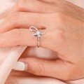 wholesale S925 Sterling Silver Bow-Shaped Moissanite Ring, Sweet and Minimalist Style, Women's Bestseller, Hot Selling on Independent Websites-0-3