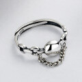 wholesale S925 Sterling Silver Chain-Link Polished Ring, Light Luxury Minimalist Korean Style Ins Versatile Women's Band-0-1
