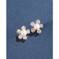 wholesale 925 Sterling Silver High-End Zircon Flower Freshwater Pearl Earrings for Women, Small Batch Design Earrings, Luxury Elegant Accessories-0-2