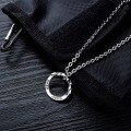 wholesale S925 silver Moebius ring necklace for men, trendy brand, versatile silver curb chain pendant necklace-0-1