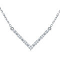 wholesale S925 silver plated with 18k gold, Amazon best-selling V-shaped necklace with minimalist and versatile moissanite design-0-0