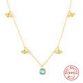 wholesale S925 Sterling Silver Geometric Turquoise Cross Teardrop Collarbone Necklace, Fashionable and Minimalist-0-3