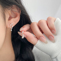 wholesale 925 Silver Korean-style NS Trendy Small and Unique Irregular Teardrop Earrings M06541-S925 silver pair>925 silver