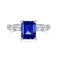 wholesale S925 Sterling Silver Cross-Border European and American Women's Ring with High-End 8A Zircon Inlay, Ice Flower Cut Craft, Luxurious Closed Band-Blue DY120829-SW-BA>5