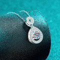 S925 Silver Moissanite Women's Necklace, Hollow Teardrop Pendant-0-1