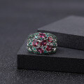 wholesale S925 silver gemstone-embedded ring with a design sense of luxury, sophistication, and natural rose pomegranate, Flourishing Series-0-1
