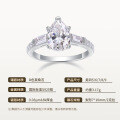 Sterling Silver Moissanite Pear Ring Wholesale Cross-Border Closed Shank-0-4