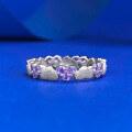wholesale S925 Silver New Retro Brushed Heart Purple Diamond Ring Full Circle Heart Old Money Style Light Luxury-0-6