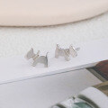wholesale S925 Sterling Silver Small Dog Stud Earrings, Minimalist Animal Puppy Earrings, Creative Polished Student Jewelry with Engraving-0-0