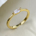wholesale 925 Silver Jewelry Ins Style Vintage Feel Ring Mid-Century Single Marquise Cut Zircon 40 Points Ring-0-1