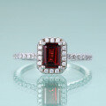 wholesale S925 sterling silver plated with 18k gold cross-border emerald-cut colored gemstone ring rectangular gemstone engagement ring-0-1