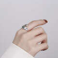 wholesale S925 Sterling Silver Ins Minimalist Style Smooth Irregular Shape Trendy Versatile Open Ring-0-2