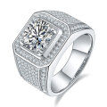 wholesale S925 Sterling Silver Exaggerated and Stylish European and American Men's Moissanite Ring Full of Diamonds, Factory Direct Supply-0-1