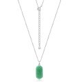 wholesale S925 Sterling Silver European and American New Minimalist Exaggerated Aventurine Pendant Collarbone Chain, Fashionable and Stylish, Wholesale from Manufacturer-0-5