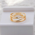 wholesale S925 silver plated with 14K gold Japanese-style minimalist versatile irregular curved plain ring-0-3