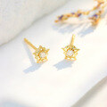 wholesale 10K Gold Japanese Minimalist Star Earrings for Students and Office Workers, Commute Jewelry Wholesale-0-1