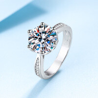 wholesale Pt950-plated S925 sterling silver 3-carat D-color moissanite ring for women, high-quality engagement ring, empty setting wholesale-Zircon 9.0mm 18