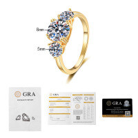 Gold-Plated S925 Silver Women's Ring with 3-Carat Moissanite-3-carat moissanite (Hong Kong code)  No. 10
