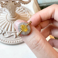 wholesale S925 sterling silver gold-plated high-carbon diamond 5*7mm prosperity yellow diamond ice-cut ring style-R1044 Yellow Diamond>No. 5