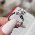 925 Silver Exaggerated Large 1-Carat Moissanite Iris Flower Ring for Women-0-0