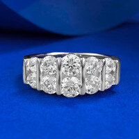 wholesale S925 Silver New European Style Fashion Double Row Zircon Ring Cross-border Jewelry-R1060 White Diamond No. 8