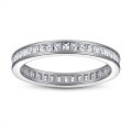 wholesale S925 Sterling Silver Amazon Best-Seller Creative New Design T-Square Flat Full Eternity Stack Ring Wedding Ring Index Finger Silver Jewelry-0-1