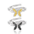 wholesale S925 Sterling Silver 117 Niche Original Design Ins Advanced Sense Minimalist Style Elegant Black Resin Butterfly Ring for Women-0-0