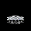 S925 Silver Moissanite Ring Women's Five-Star Princess Crown Stackable Band-0-2