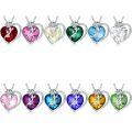 wholesale 925 Sterling Silver Rose Heart Necklace with High-End Swarovski Gemstone Ruby Pendant for Women-0-0