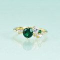wholesale 14k Gold Plated S925 Sterling Silver with Emerald Nano Gemstone Ring, Fashionable Light Luxury-0-1