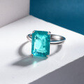 wholesale Metal material first, 7-carat emerald-cut ring 10*14 synthetic Paraiba simple women's ring factory direct supply by Shipei Jewelry-0-2