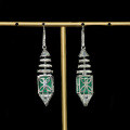 wholesale Metal Material First: 925 Silver Gold-Plated Earrings with High-Carbon Diamond Muzo Green Octagonal Cut Geometric Art Banquet Jewelry Women's Ear Drops-0-3