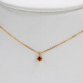 wholesale Sterling silver lab-grown ruby collarbone necklace for women, single round gemstone, simple and elegant-0-2