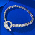 wholesale S925 Sterling Silver OT Full Diamond Bracelet with Asymmetric Setting and Exquisite Round Diamonds for an Elegant Look-0-1
