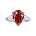 wholesale S925 Sterling Silver Cross-border Supply 5ct Pear-shaped Luxury-set Full Moissanite Ring, Multiple Colors Available-0-7