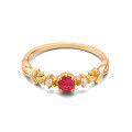 wholesale Metal material first, new trendy and niche design high-end natural ruby pearl ring for women, simple and versatile wholesale jewelry-0-4
