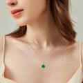 Sterling Silver Vintage Geometric Teardrop Round Emerald Necklace-0-2