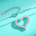 wholesale S925 Sterling Silver Moissanite Large Heart Women's Necklace Full Diamond Heart Pendant Minimalist High-End Cross-Border Wholesale Collarbone Chain-0-1
