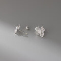 wholesale 999 Silver Dainty Hollow Filigree Screw Ear Bone Piercing Hollow Bow Threaded Ear Stud M05609-0-3