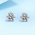 wholesale PT950 plated S925 silver six-prong earrings for women, cold style moissanite simulated diamond earrings-0-0