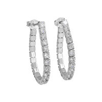 wholesale S925 Silver Row of Diamond Chain Stud Earrings with Dense Inlaid Zirconia, Unique Design, High-end, Ins-style, Elegant-Platinum>925 silver
