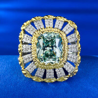 wholesale S925 Silver Buccellati Style Green Tourmaline 8*10 Cocktail Ins Live Streaming New Arrival by MuJing Jewelry-R865 Green Tourmaline Ring Size 7